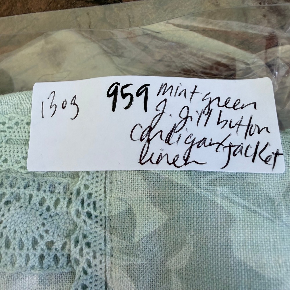 J. Jill Linen Crochet Trim Jacket Womens XL Seafoam Green - Picture 14 of 14
